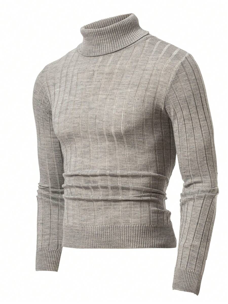 RueChic Men Turtleneck Ribbed Knit Jumper