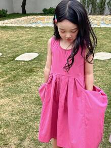 DAZY Young Girls Fall Dress Vacation - Hot Pink - View 2