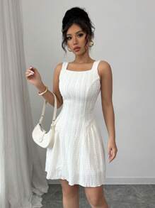 Rafferiza Vestido midi elegante para mujer con volantes en la cintura y correa ajustable