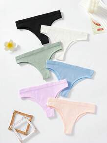 SHEIN 6 条装 少女简约舒适柔软亲肤中腰三角内裤