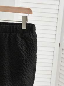 Manfinity VCAY Set de 2 piezas de camiseta de manga corta de punto y pantalón corto de cintura media recta de ajuste holgado y de doble capa con cuello alto, unisex, ideal para uso diario
