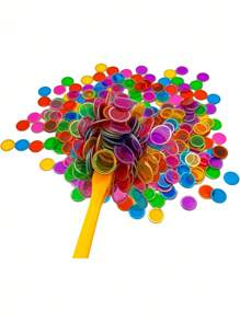 17mm/19mm 磁性宾果筹码计数器 - 100 片透明计数游戏筹码 - 透明塑料数学标记和教室和混合颜色宾果筹码游戏宾果卡