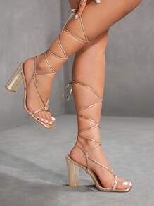 CUCCOO SZL Sexy Fashion Gold Strap Women High Heel Sandals Spring Shoes Spring Break Easter Prom Heels - Gold - View 5