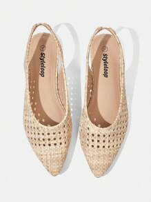 Styleloop Women Almond-Color Woven Casual Flats, Suitable For Dresses, Summer - Apricot - View 3