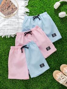 Juego de 3 piezas de pantalones cortos informales para niños pequeños, compre dos y llévese gratis, obtenga 3 piezas adecuadas para primavera y verano, aptas para vacaciones al aire libre, escuela, deportes y uso en casa - Multicolor - Ver 1