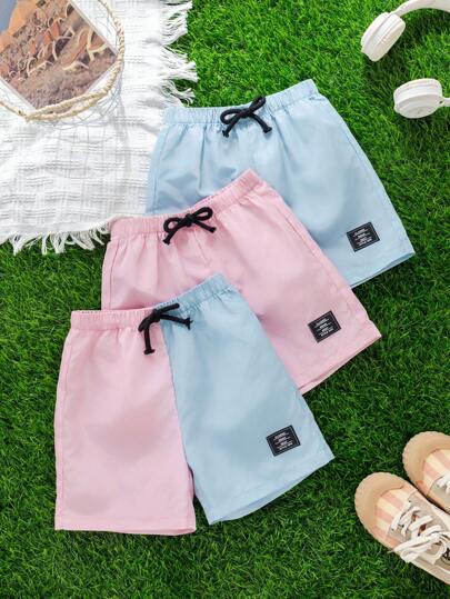 3 件套年轻男孩儿童休闲度假风格短裤多件套，买二送一，送三件适合春夏季节，适合户外度假、上学、运动和家居穿着