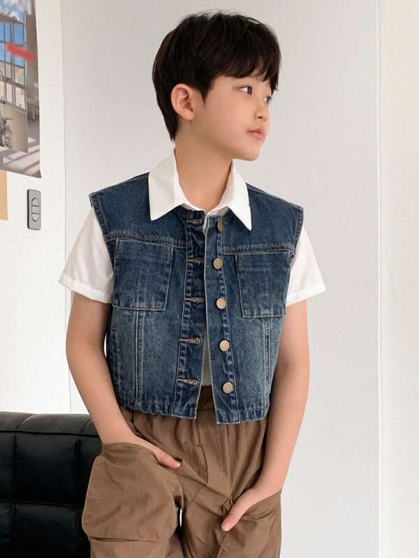 DAZY Kids Fall Clothes, Tween Boy Denim Shirt,Back To School Clothes