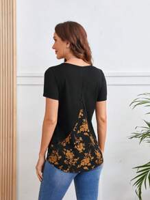 EMERY ROSE Camiseta de manga corta casual de talla grande, minimalista y de moda, para uso diario, estilo bohemio para mujer, verano, vacaciones, primavera - Negro - Ver 6