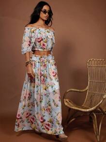 COSMINA 女士优雅度假雪纺印花休闲度假裙，春夏 - 彩色 - 查看 3