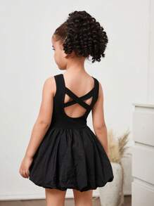 SHEIN Young Girl Plain Round Neck Backless Snug Fit Knit Dress