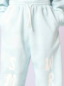 SUMWON Winter Cozy Fleece Sweatshirt Jogger Matching Set Two Piece Wear Tracksuit Sports Athletic Leisure Outfit - Blue - View 6