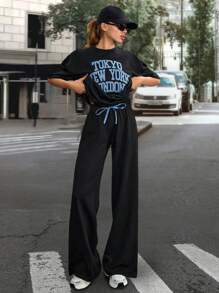 RueChic BLACK SET WITH PINK TOWEL EMBROIDERY - Black - View 4