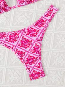 Swim Mod Maillot de bain bikini à motif floral tout-sur-tout pour femmes