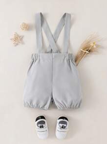SHEIN Pantaloncini salopette retrò minimalisti di colore unito per ragazzi per l'estate