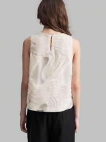 Ontre Blusa clásica de color caqui claro para las cuatro estaciones, blusa elegante con bordado de olas de color marfil para el Día de San Valentín