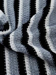 Maweii Women's Plus Size Striped V-Neck Halter Backless Sweater Dress - White - View 5