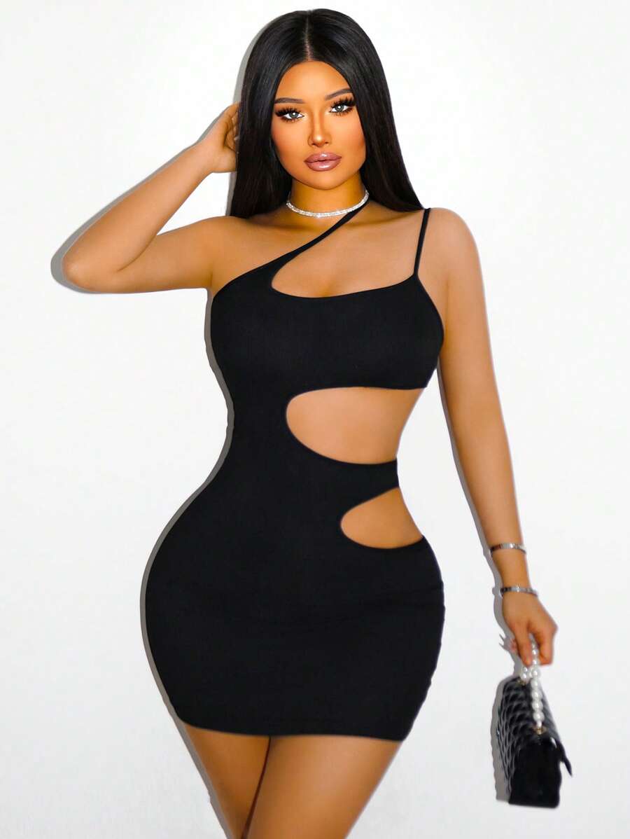 Sirith 女士露背镂空吊带迷你连衣裙 - 黑色 - 查看 1