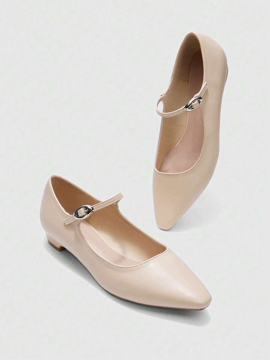 CUCCOO BIZCHIC Women's Adjustable Mary Jane Flat Shoes - Apricot - View 1