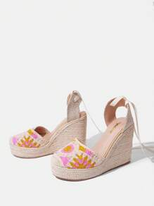 Styleloop Women's Woven Rope Platform Wedge Sandals, Vacation Style BOHO Chic Retro American Western Music Festival Party Outfit