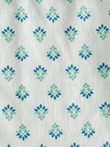 SHEIN Baby Girl Holiday Casual Summer Green And White Color Contrast Crew-Neck Sleeveless Top