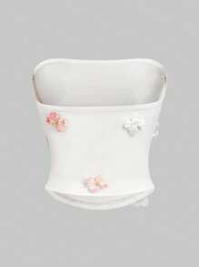 Firerie Top bandeau elegante con malla floral transparente, hermoso para bodas, fiestas, uso diario y vacaciones, primavera/verano, conciertos y raves para mujeres