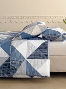 Soft Microfiber Duvet Cover Set, Classic Geometric Pattern - Best 2/3 PiecesDuvet Cover/Bedding Set - Includes 1 Duvet Cover And 1/2 Pillow Shams - Affordable, High Quality, Fits Twin, Queen, King, Full Size Beds - Blue - View 4