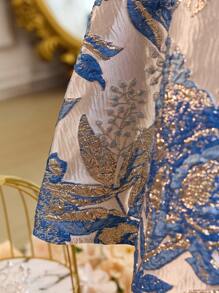 Váy bó tay bồng dệt jacquard cho bé gái - Nhiều màu - Xem 6
