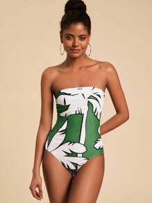 Travachic 女士热带印花抹胸连体泳衣，适合夏季海滩度假