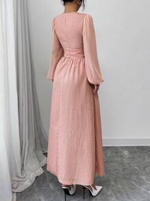 Modelyn Vestido casual de manga larga de unicolor para mujer, simple y de moda para uso diario