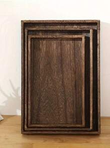 1 pieza Bandeja de madera multifuncional, bandeja decorativa rectangular anidada para cosméticos, aperitivos, adecuada para el hogar, patio, cafetería, fiesta, cocina, regalo de Navidad