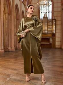 Al Najma 女士土耳其束腰外衣和阿拉伯传统长裙 - 綠色 - 查看 3