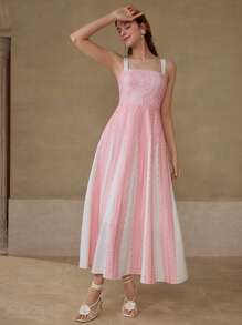 MOTF PREMIUM CONTRAST LACE ZIPPER DRESS - Pink - View 4