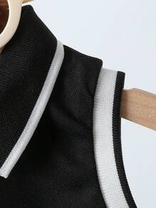 1pc Toddler Boys Casual Polo Collar Striped Short Sleeve Solid Color Romper, Suitable For Summer Outdoor Wear, Infant Baby Boys Clothes, Newborn Baby Romper, Baby Bodysuit, Baby Outfit, 3M-2T