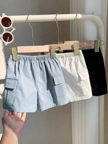3er Set Baby Jungen Unisex Lässig Sport Shorts mit elastischem Bund, loose bequeme Strickshorts geeignet für Alltag, Reisen, Sport, Frühling/Sommer - Verschiedenfarbig - Übersicht 6