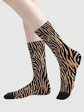Grunge Punk 1 Par de Calcetines a media pierna para mujer con estampado 360°, calcetines con estampado de leopardo en 3D, adorables y dulces para uso diario, suaves y transpirables, moda casual y estilo callejero para deportes al aire libre, correr, baloncesto