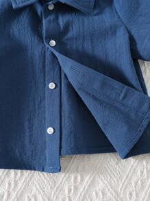 SHEIN Baby Boy 2pcs Set: Short Sleeve Top And Striped Cape - Blue - View 4