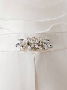 SHEIN Young Girl Elegant Party Ruffle Trim Rhinestone Decorated Jumpsuit - Multicolor - View 8