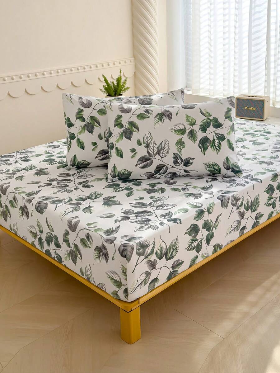 2/3 件套柔软床上用品套装 - 花卉图案床单套装，包含 1/2 个枕套和 1 个床垫保护套（30 厘米/12 英寸深），现代风格床垫罩或床垫垫，适合所有床尺寸，包括单人床、双人床、大号床、特大号床、单人床和双人床。