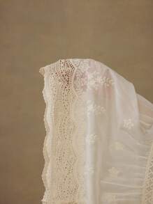 MOTF PREMIUM 对比色蕾丝花朵刺绣连衣裙 - 米色 - 查看 7