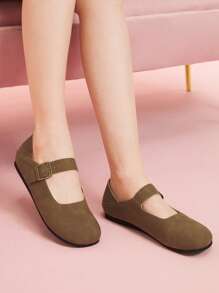 CUCCOO DOLLMOD Round Toe Soft Bottom Vintage Matte Mary Jane Casual Comfortable Flat Single Strap Shallow Women Shoes Spring Shoes Spring Break Easter - Mocha Brown - View 5