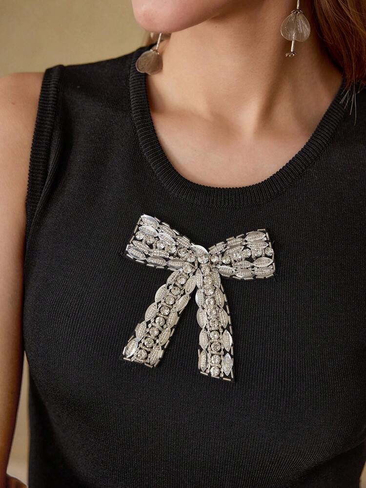 BOW DETAIL RIB-KNIT TOP