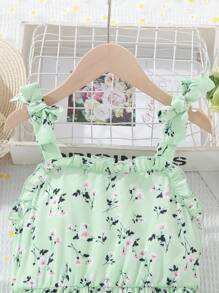 Genkimix Kids Tween Girls Summer Ditsy Floral Camisole Dress, Casual Vacation Style - Mint Green - View 3