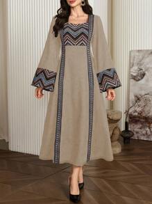 Al Najma Vestido largo y modesto estilo turco y abaya tradicional árabe para mujer, Vestido largo y elegante tipo A-line y jalabiya, para fiesta de noche/invitada de boda/aniversario