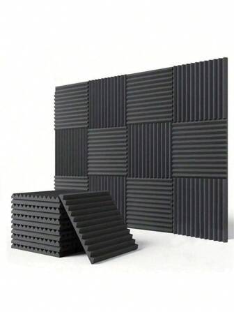 10st/20st 12""X12""X1"" Zwarte Akoestische Schuimpanelen Voor Studio, Muziekkamer, Wedge Geluidsdichte Wandpanelen Akoestische Panelen, Echo Reductie & Geluidsabsorptie - KTV Sound