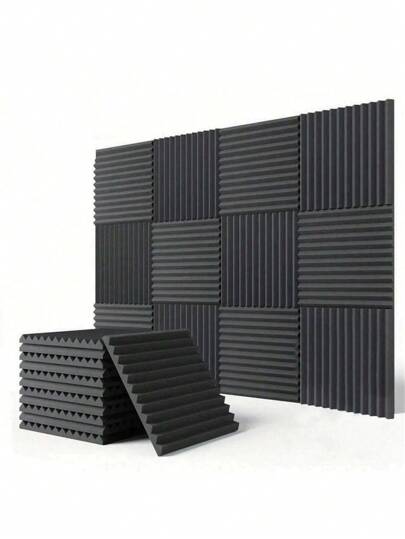 10 件/20 件 12 英寸 X12 英寸 X1 英寸 黑色吸音泡沫板，适用于工作室、音乐室、楔形隔音墙板吸音板、回声降低和吸音 - KTV 音响