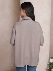 Al Najma Women's Flower Embroidered Arabian-Style Top,Modest - Grey - View 4