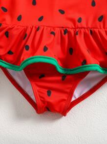 SHEIN Maillot de bain une pièce imprimé pastèque pour bébé fille, vacances à la plage
