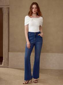 MOTF PREMIUM FAUX PEARL AND BOW DETAIL KNIT TOP