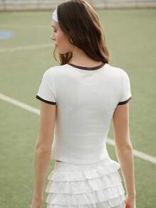 SHEIN EZwear Koszulka z kontrastowym paskiem Ball Game