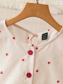 Franclia 2pcs/Set Women Heart Printed Tied Camisole And Shorts Set - Apricot - View 5